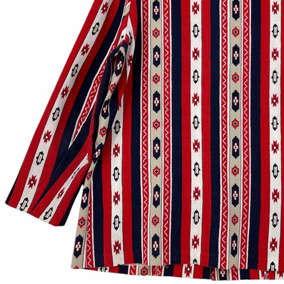 Vintage Native Pattern Red, White, Blue, Khaki Unlined Blazer by Bon Worth USA - Picture 8 of 13